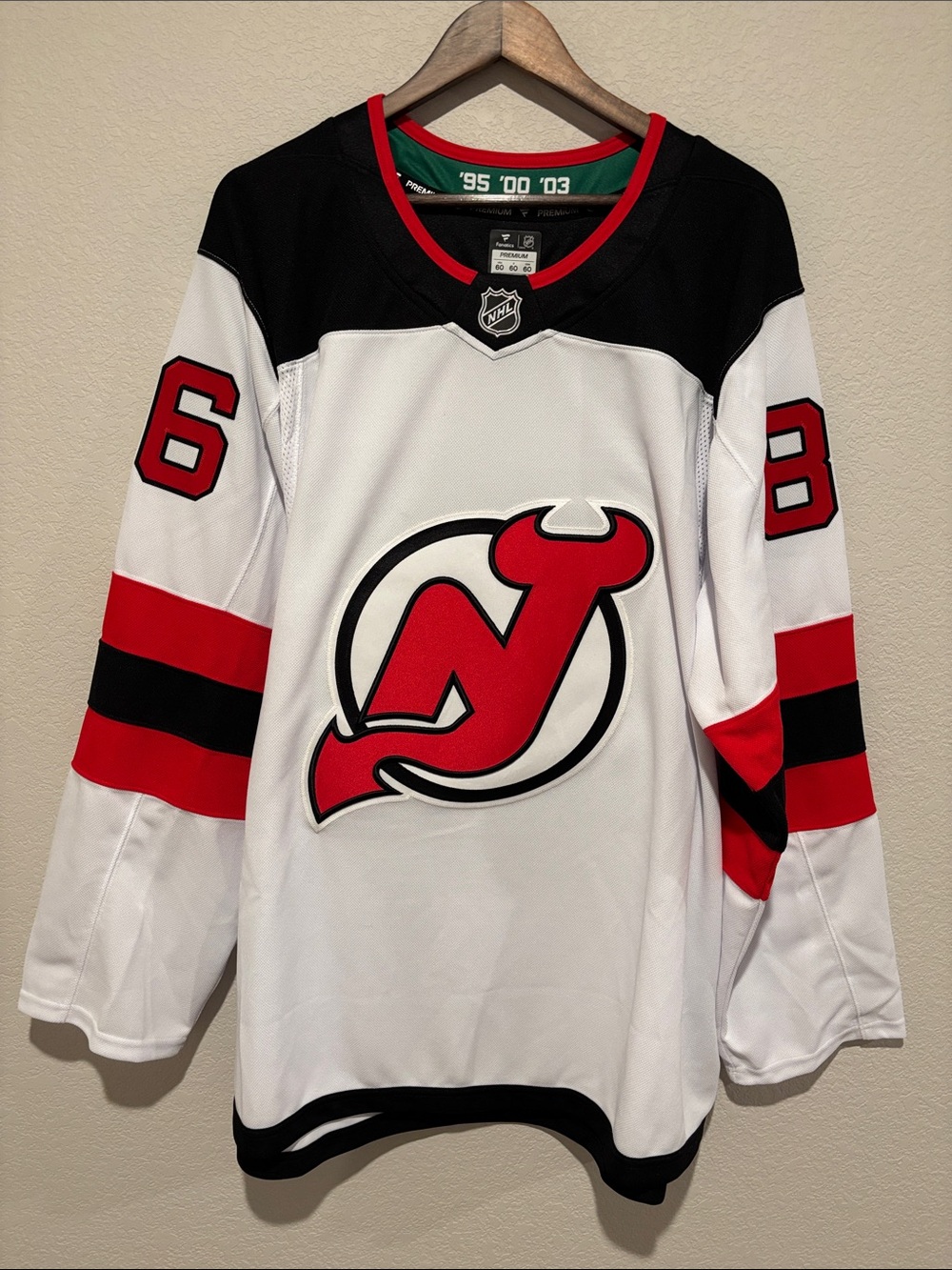 Fanatics Premium New Jersey Devil Jersey. #86 Jack Hughes. Size 60 (XXXL)